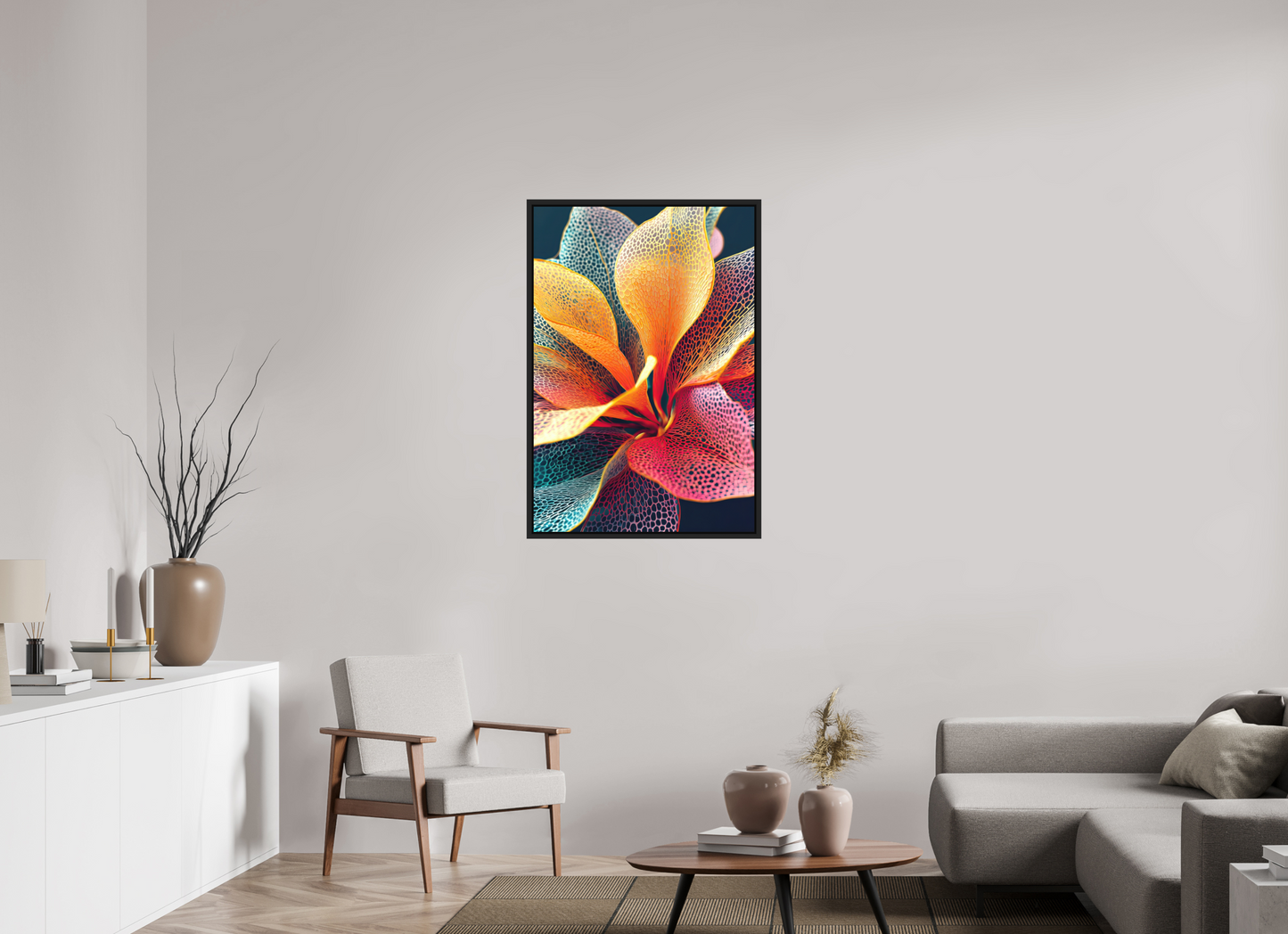 28 x 41.3″, Photo Print on Aluminum Backing with boarder Colorful Flower
