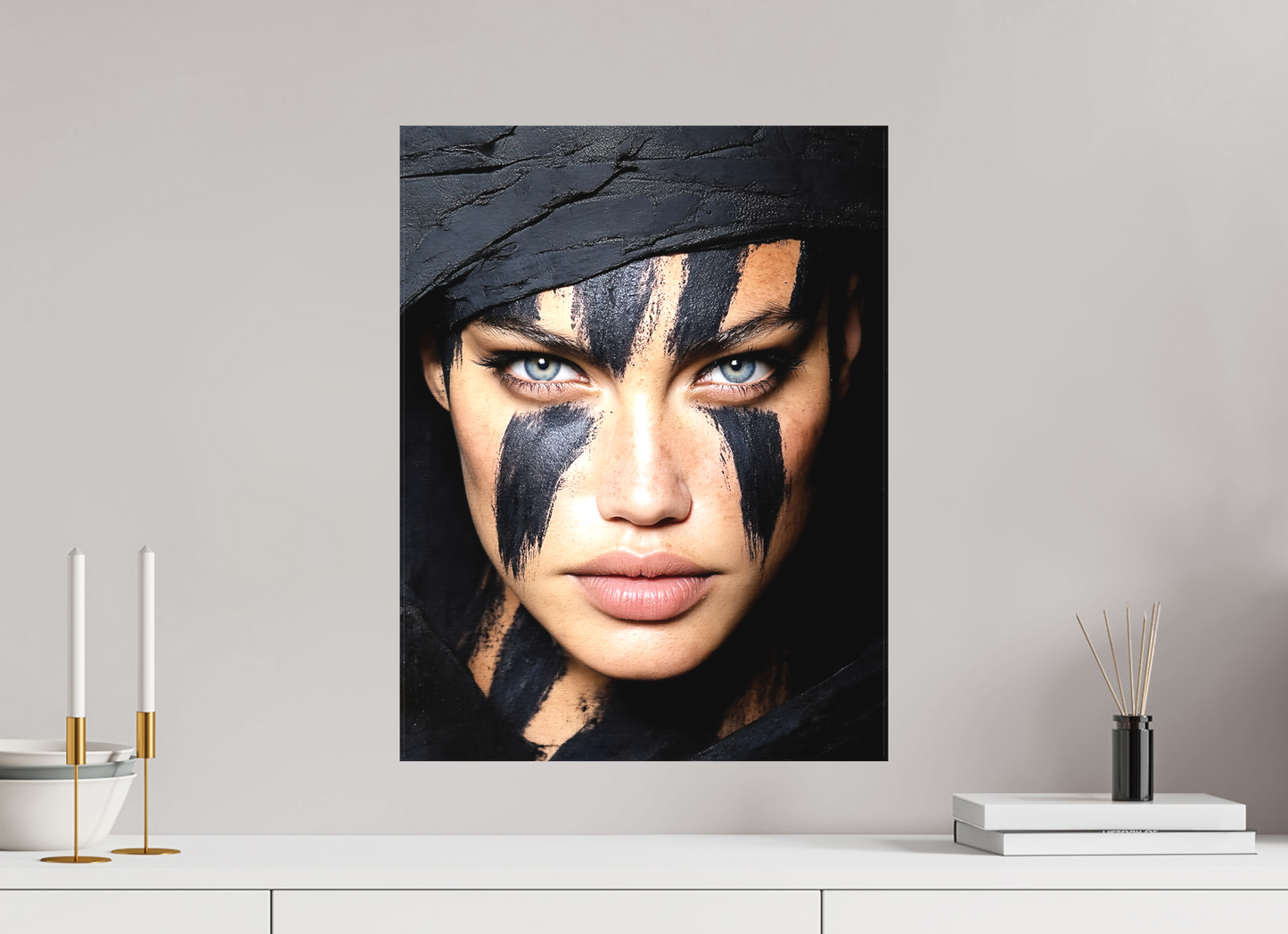 16 x 20.9″, Textile on Canvas Charcoal Woman