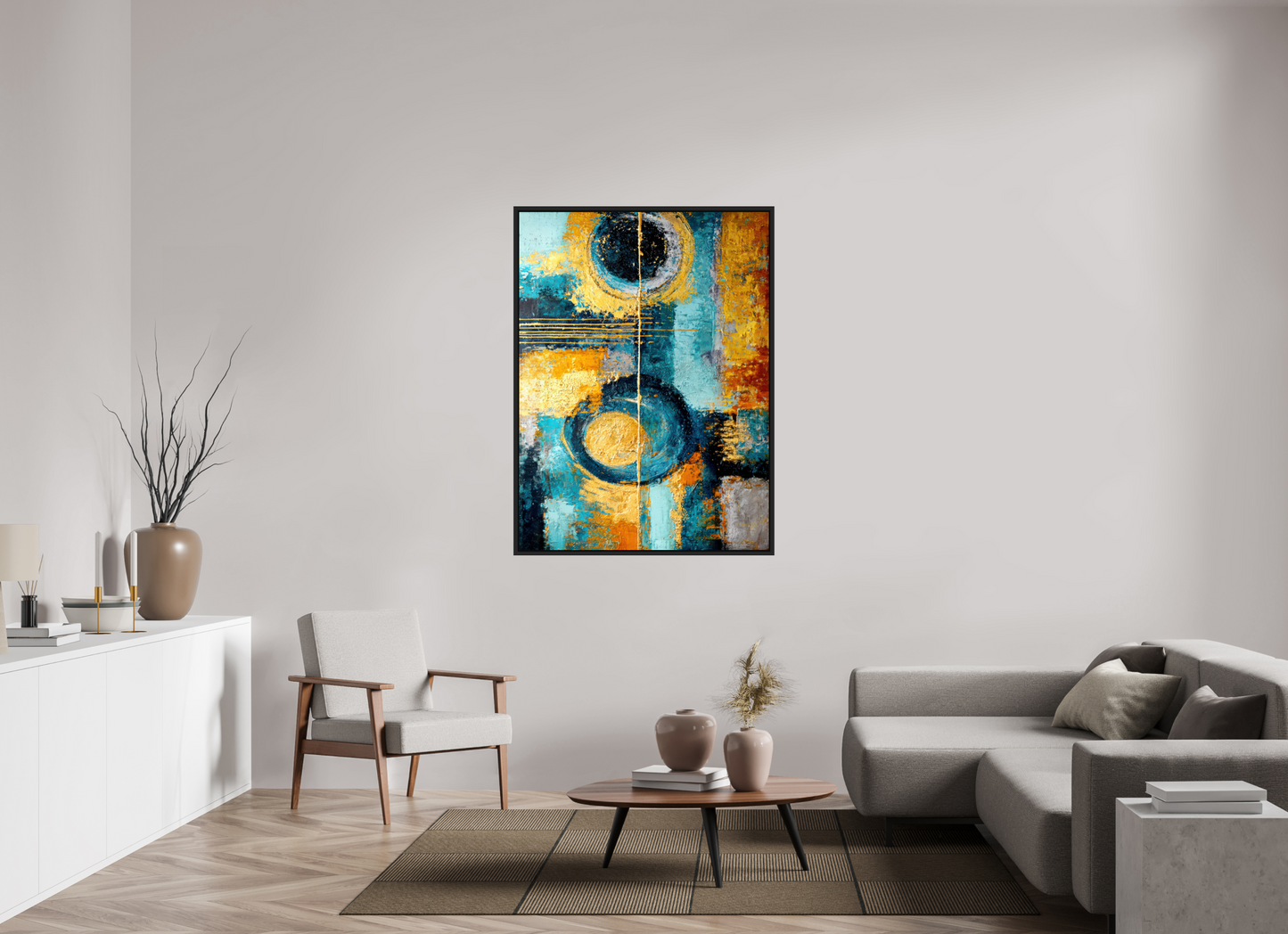 40 x 54.1″, Fine Art Print on Aluminum Dibond with Boarder Abstract Gold Paint