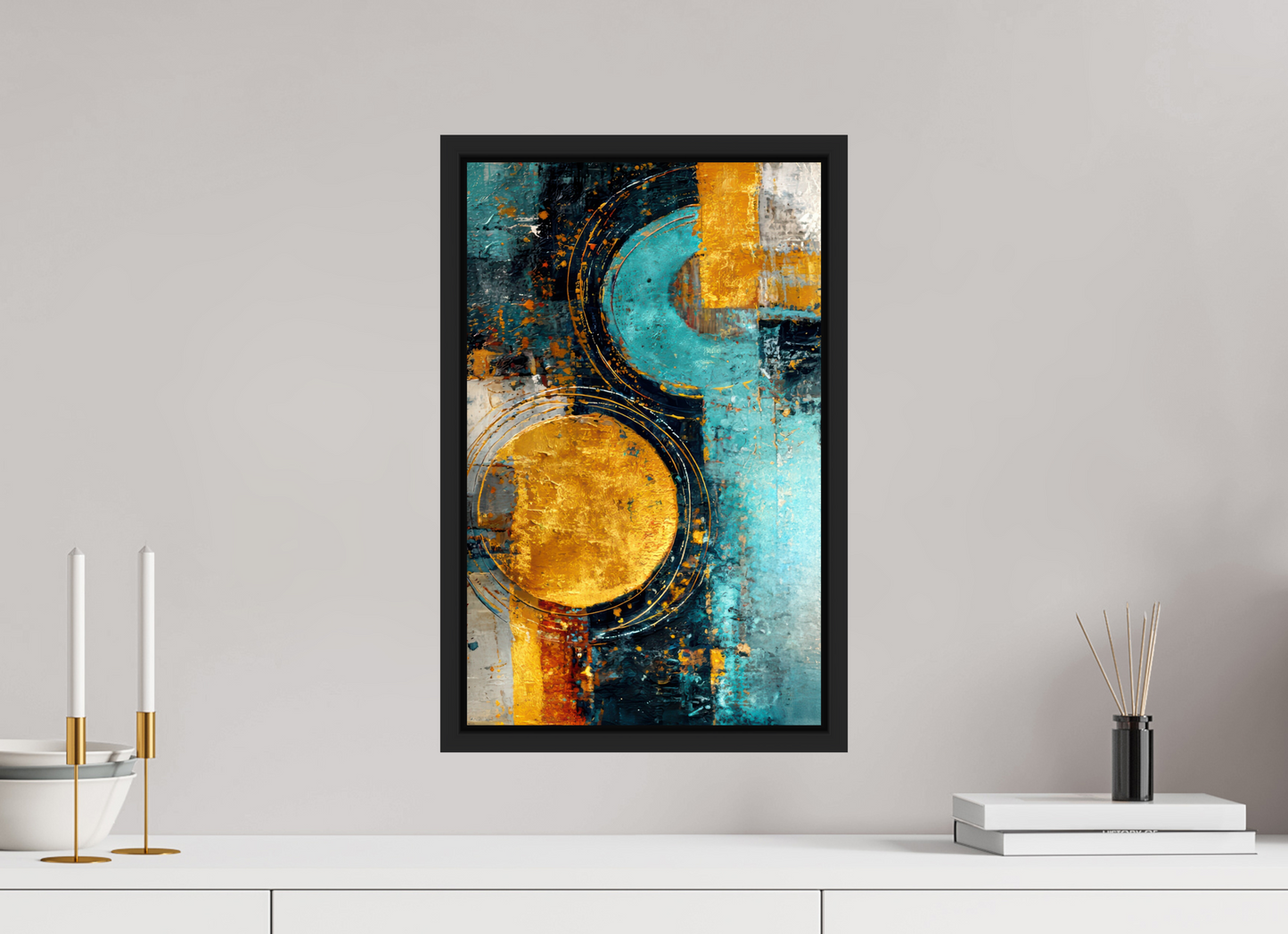 12 x 19.1″, Fine Art Print on Aluminum Dibond with Boarder Abstract Gold Paint 2