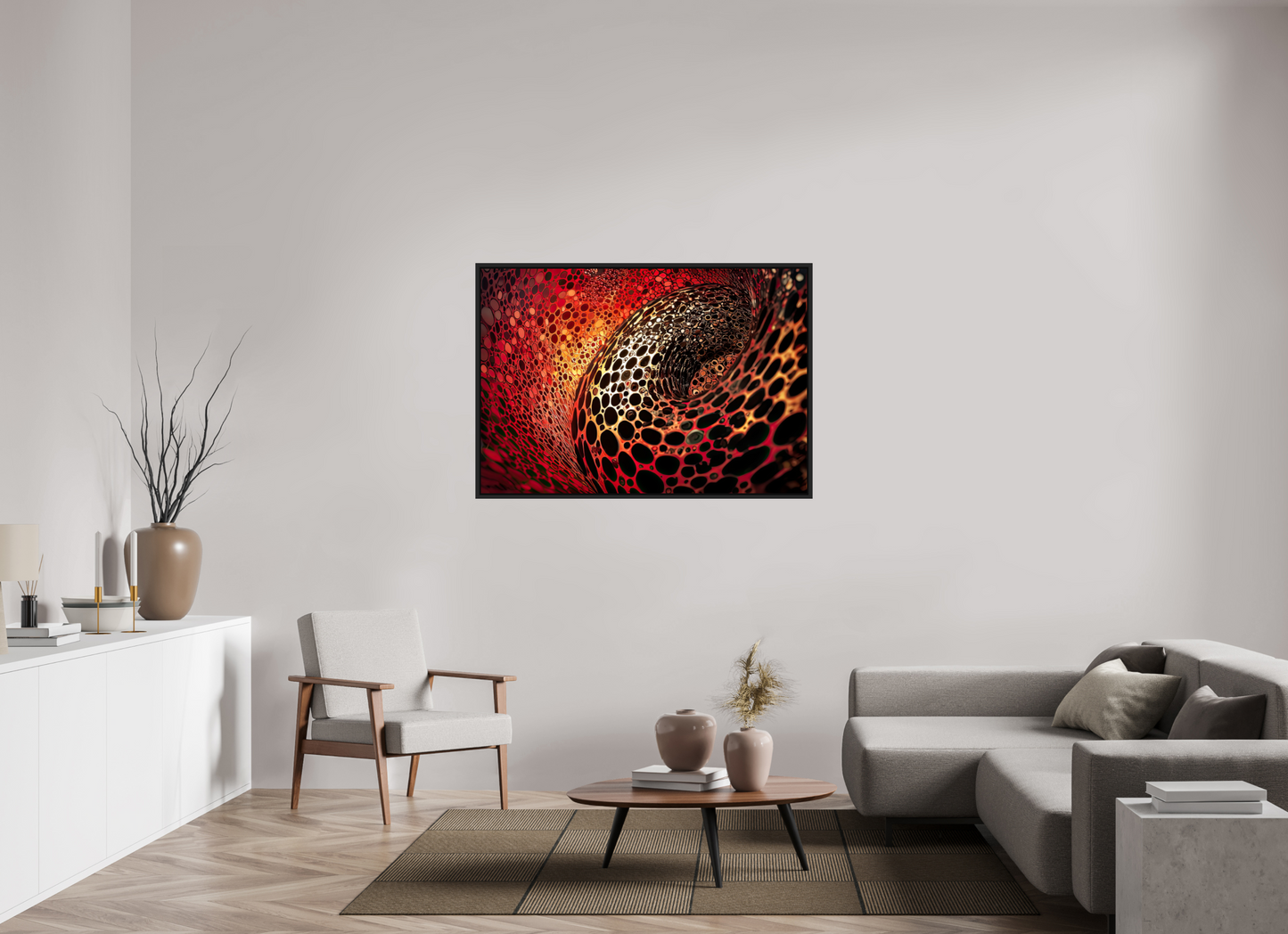 52.2 x 36″, Fine Art Print on Aluminum Dibond with Boarder Red Leopard