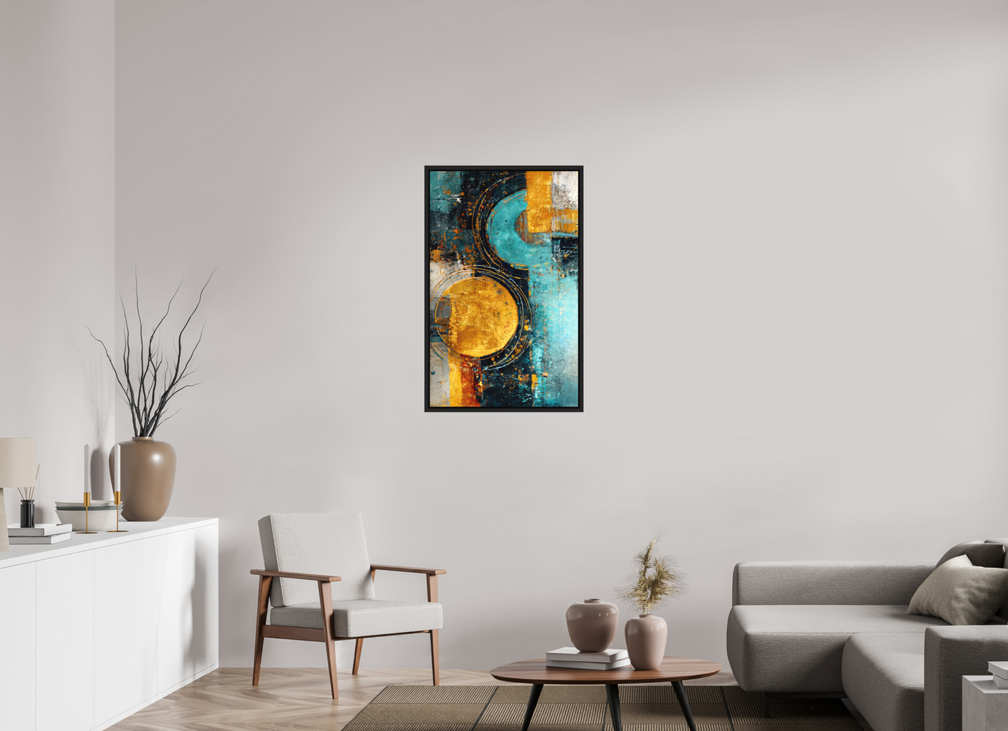 24 x 38.2″, Photo Print on Aluminum Backing with boarder Abstract Gold Paint 2