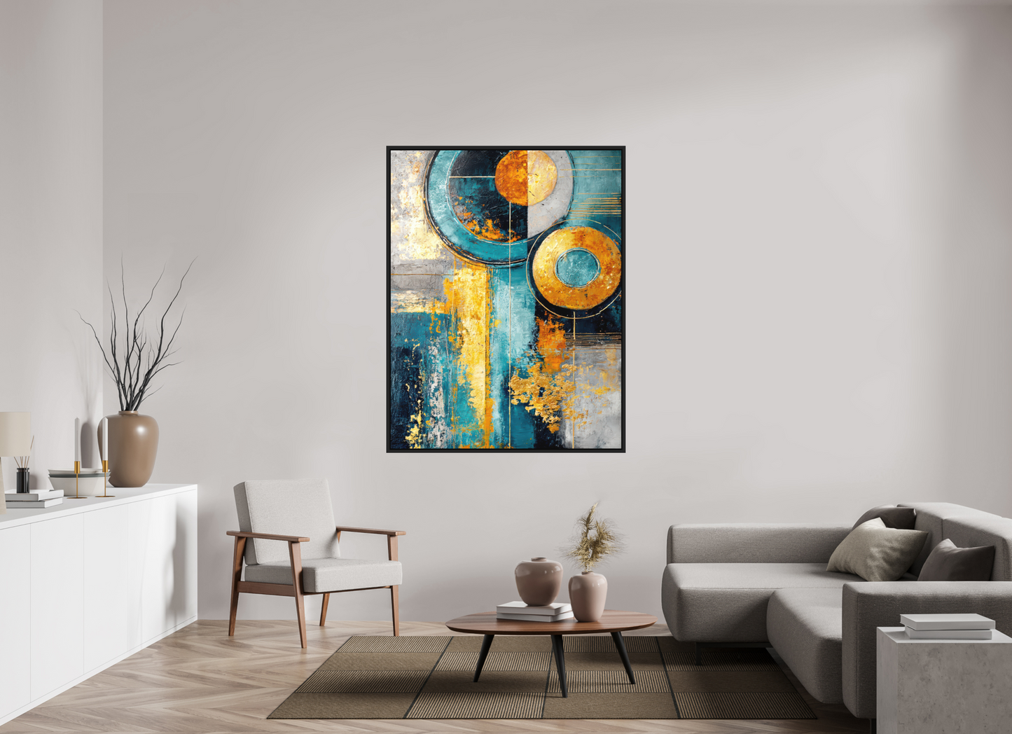 47 x 60.8″, Photo Print on Aluminum Backing with boarder Abstract Gold Paint 3