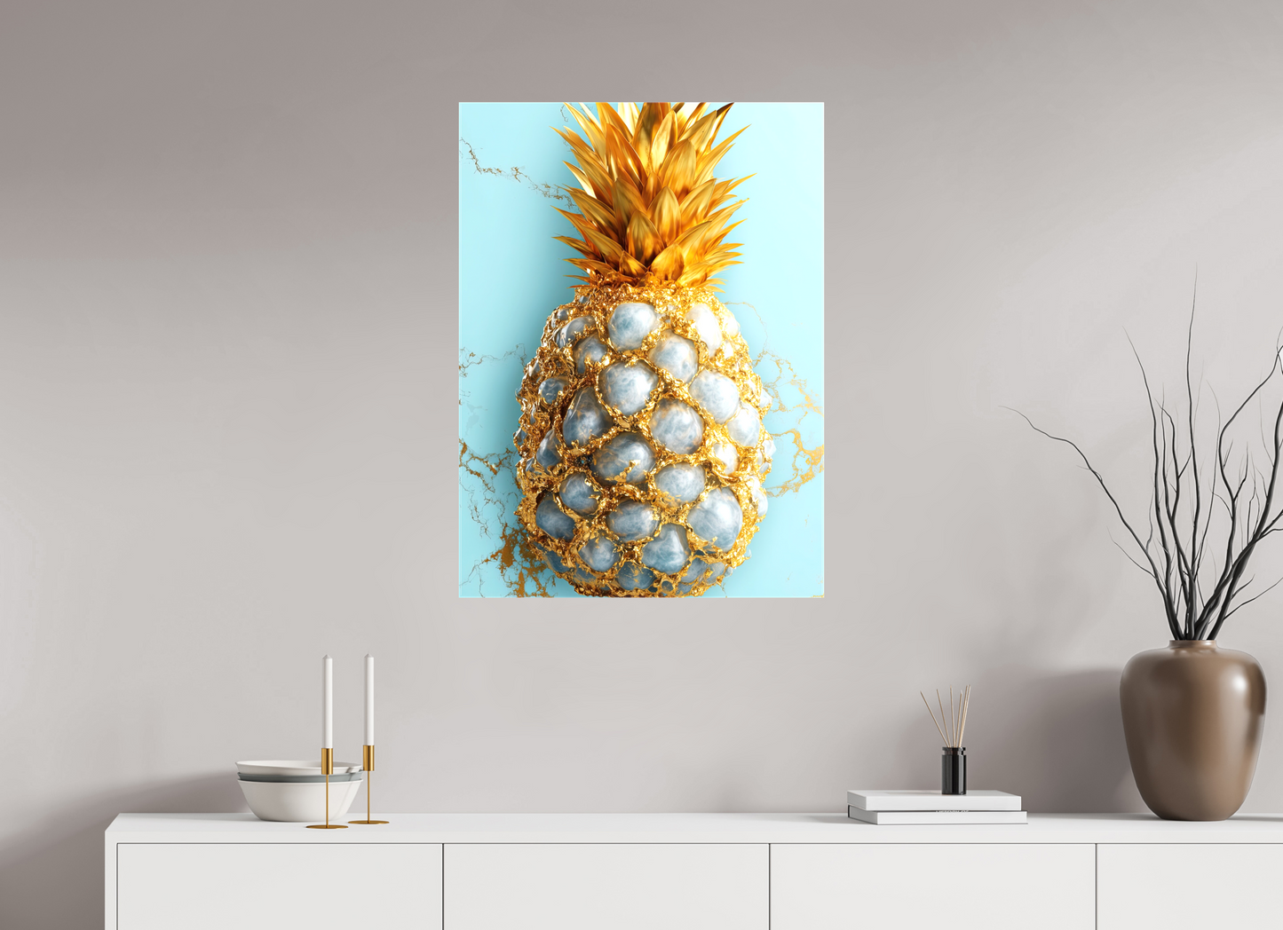24 x 32.7″, Glossy Canvas Gold Pineapple