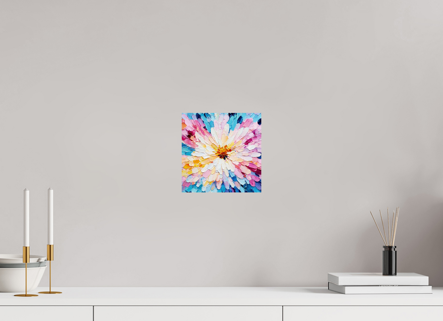8 x 8″, Fine Art Print On Aluminum Dibond Abstract Paint Flower