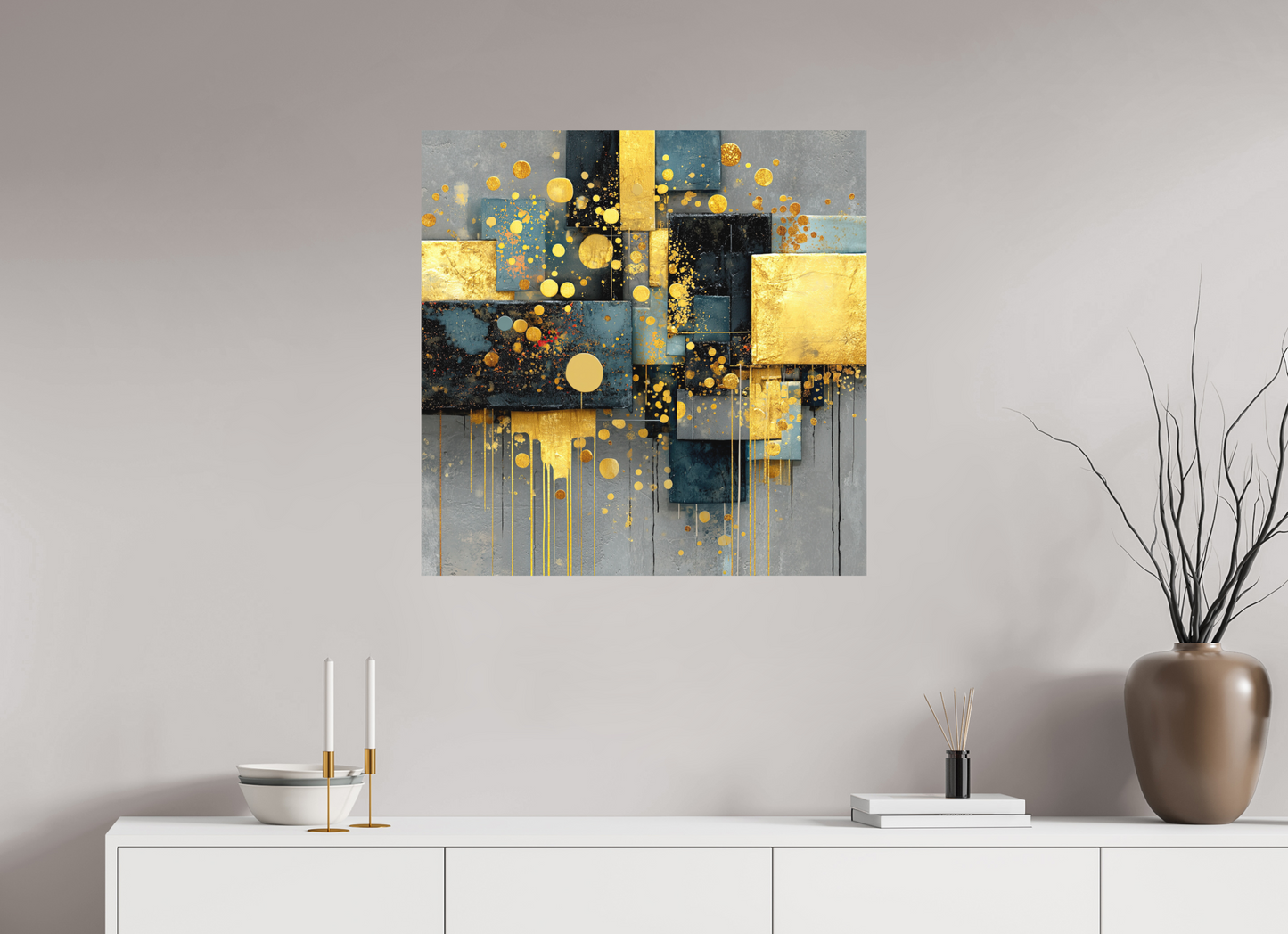 30 x 30″, Photo Print on Aluminum Backing Abstract Gold