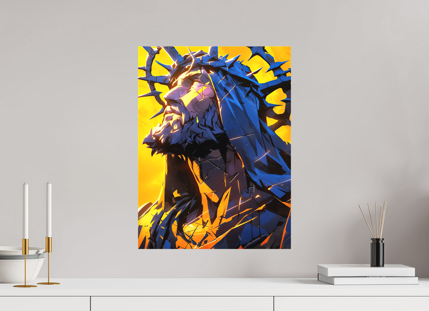 15 x 20″, Textile on Canvas Jesus
