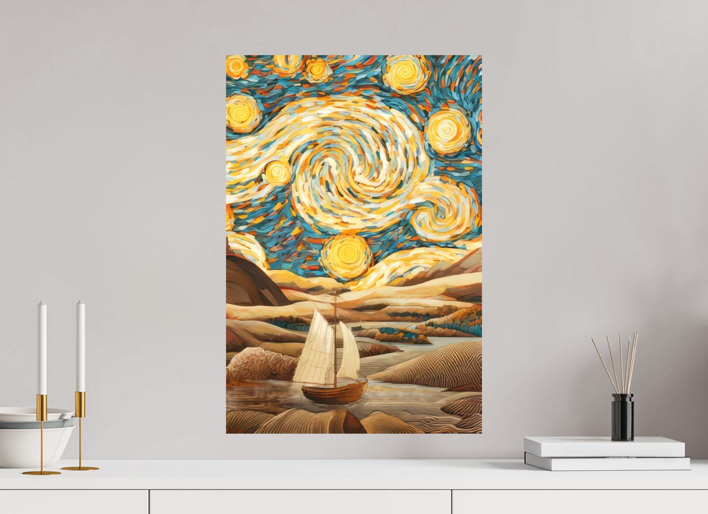 16 x 23.6″, Photo Print on Aluminum Backing Starry Night Desert