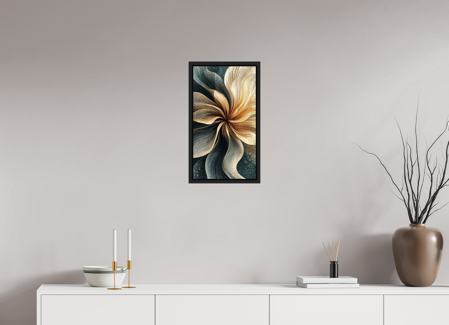 12 x 21.7″, Fine Art Print on Aluminum Dibond with Boarder Abstract Flower Swirl