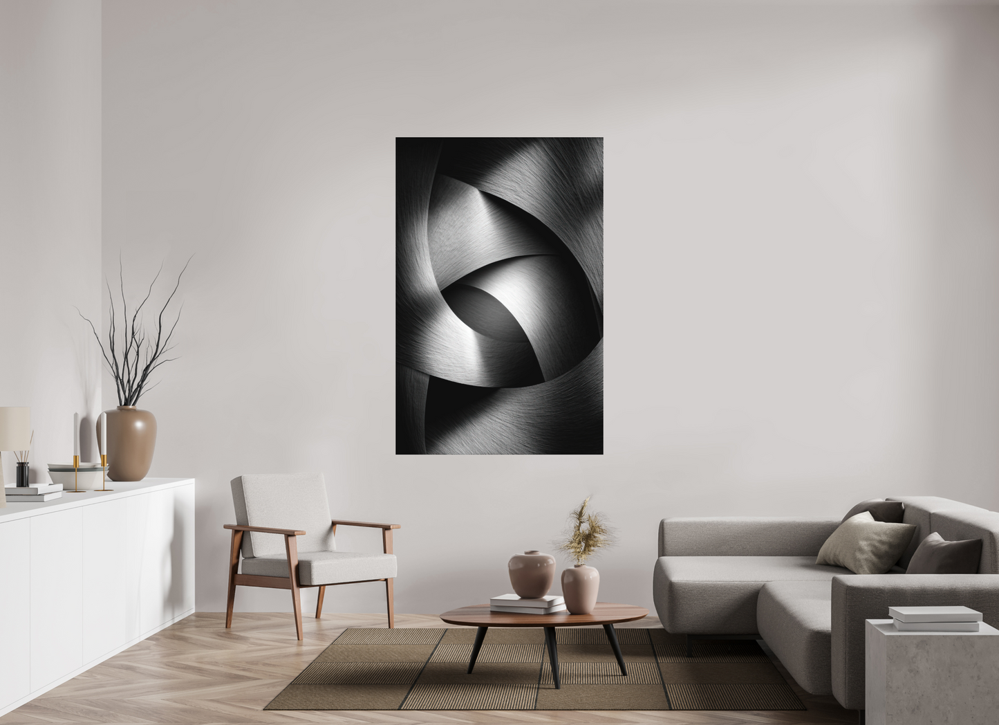 43 x 65.7″, Photo Print on Aluminum Backing Abstract B&W 4