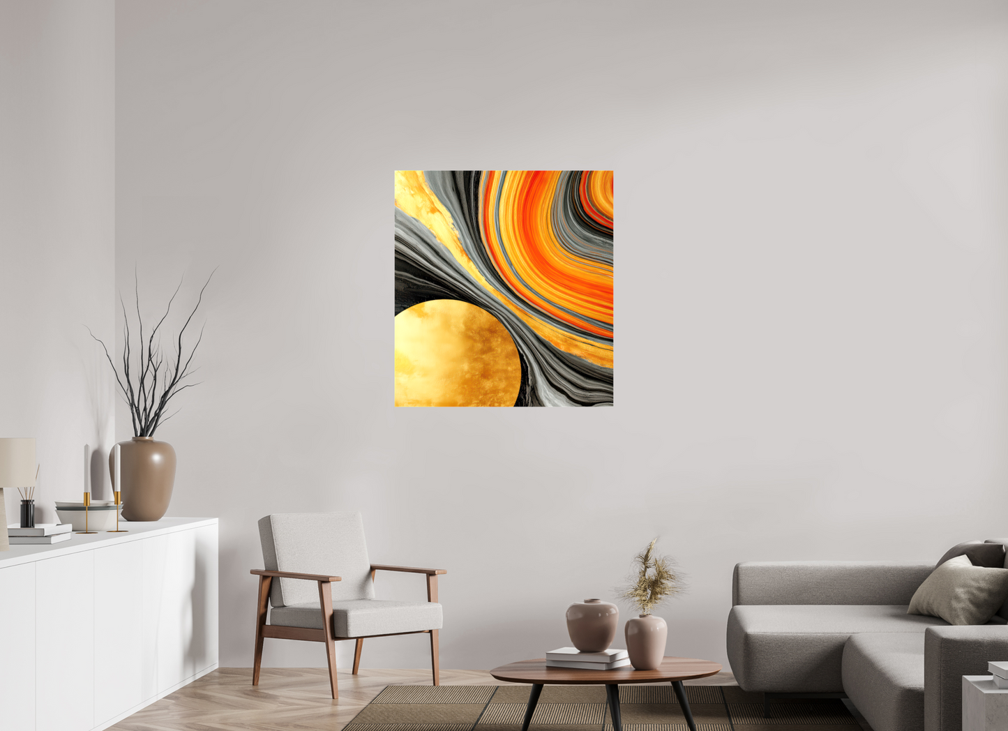 35 x 37.8″, Glossy Canvas Abstract Gold Geode