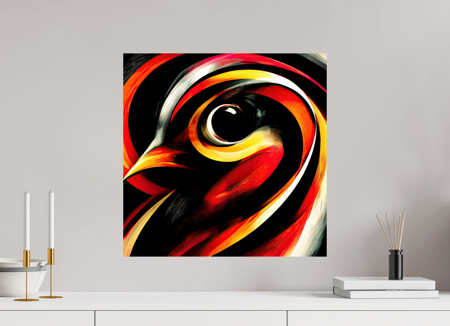20 x 20″, Fine Art Print On Aluminum Dibond Abstract Bird