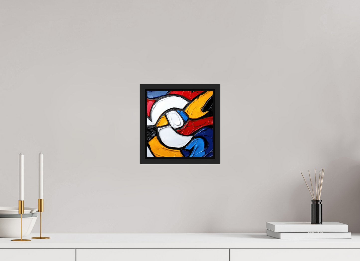 8 x 8″, Fine Art Print on Aluminum Dibond with Boarder Abstract Paint Bird
