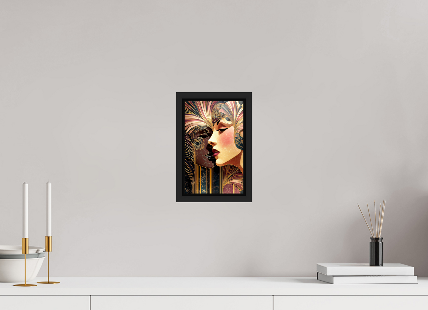 6 x 9.4″, Fine Art Print on Aluminum Dibond with Boarder Art Deco Women