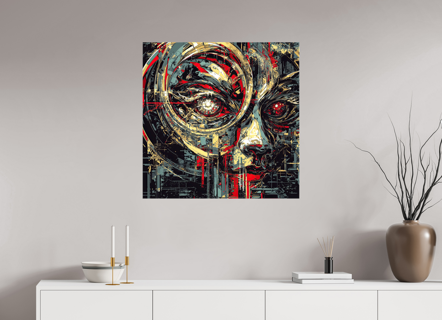 30 x 30″, Glossy Canvas Abstract Female Eye