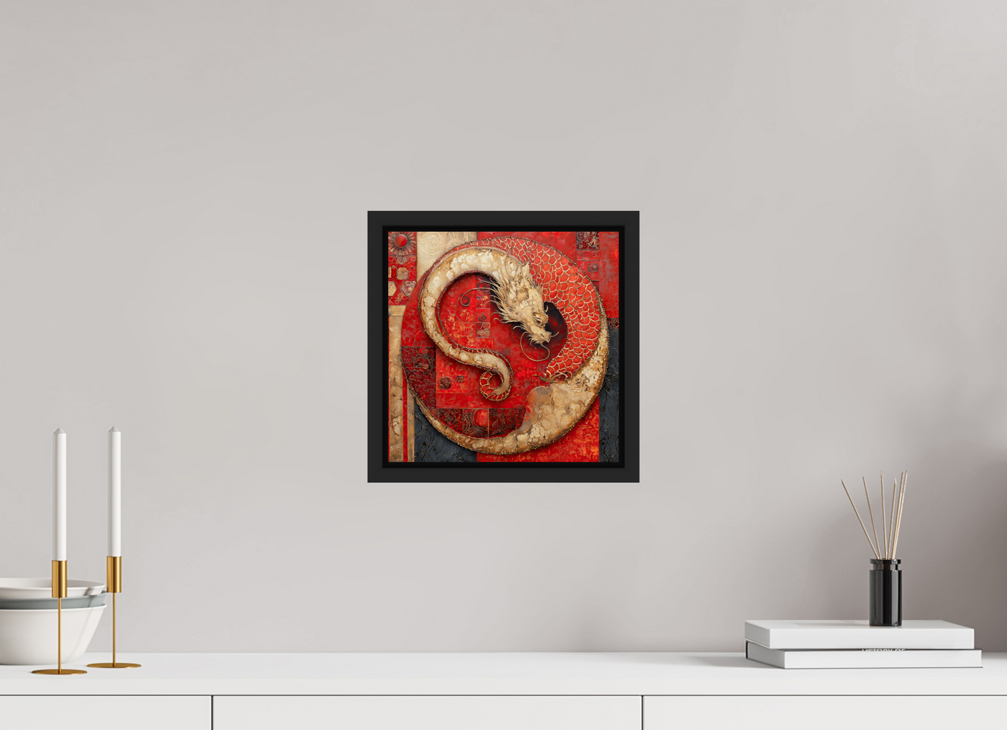 10 x 10″, Fine Art Print on Aluminum Dibond with Boarder Chinese Dragon