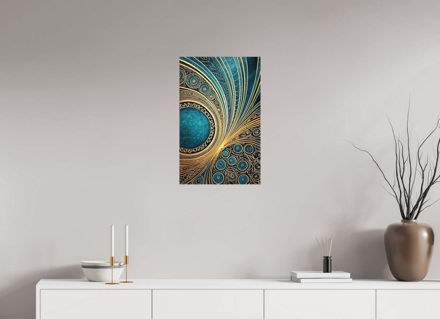 16 x 25.2″, Photo Print on Aluminum Backing Art Deco Teal 2