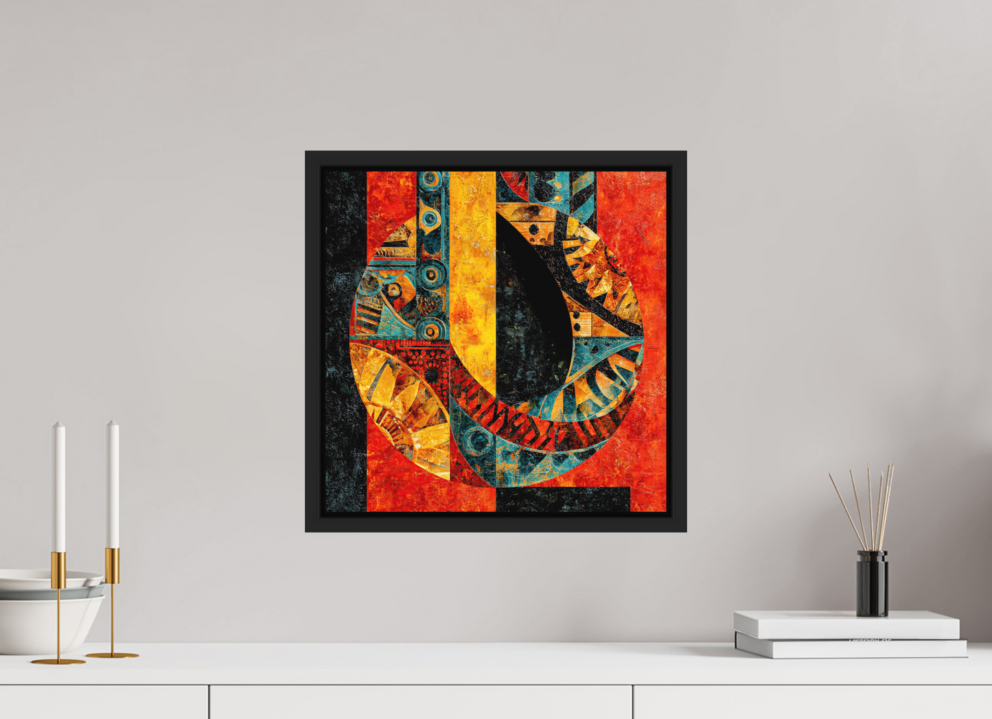 15 x 15″, Photo Print on Aluminum Backing with boarder Tribal Circle 1