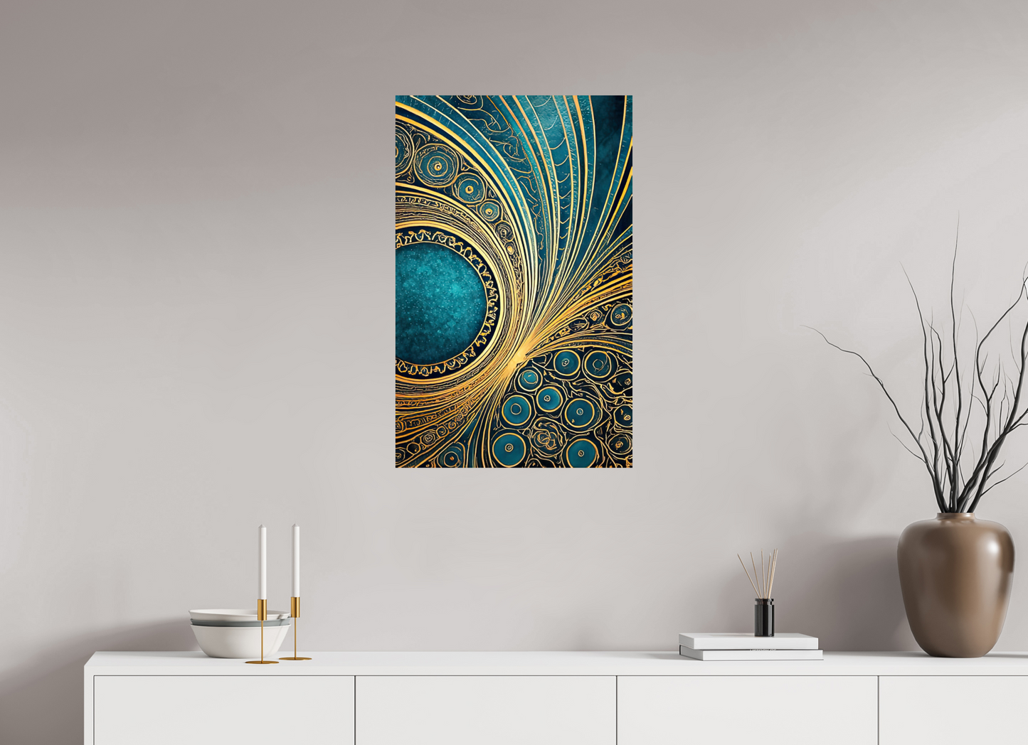 20 x 31.5″, Fine Art Print On Aluminum Dibond Art Deco Teal 2
