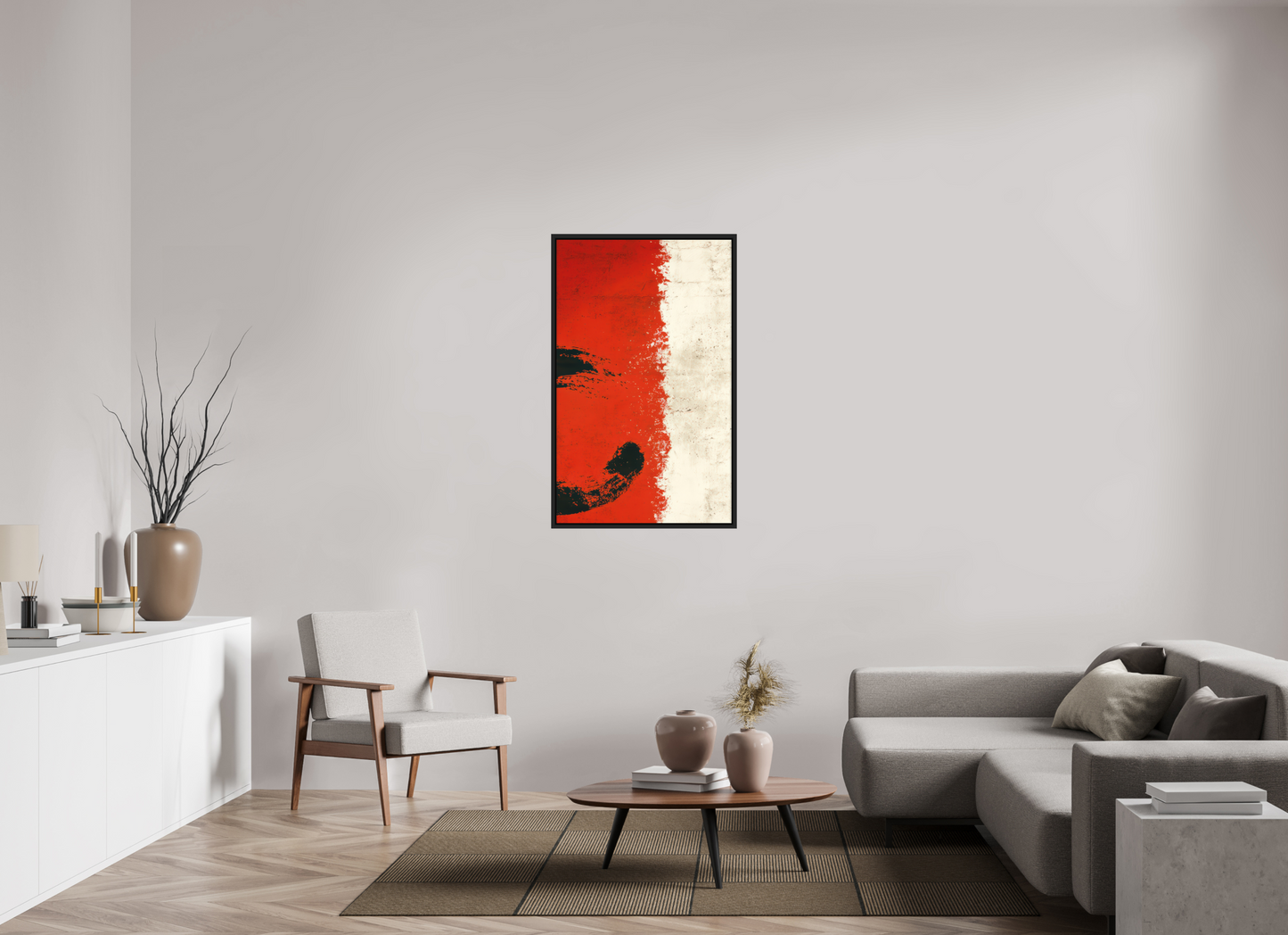 28 x 45.4″, Photo Print on Aluminum Backing with boarder Abstract Paint Brush Circle Right