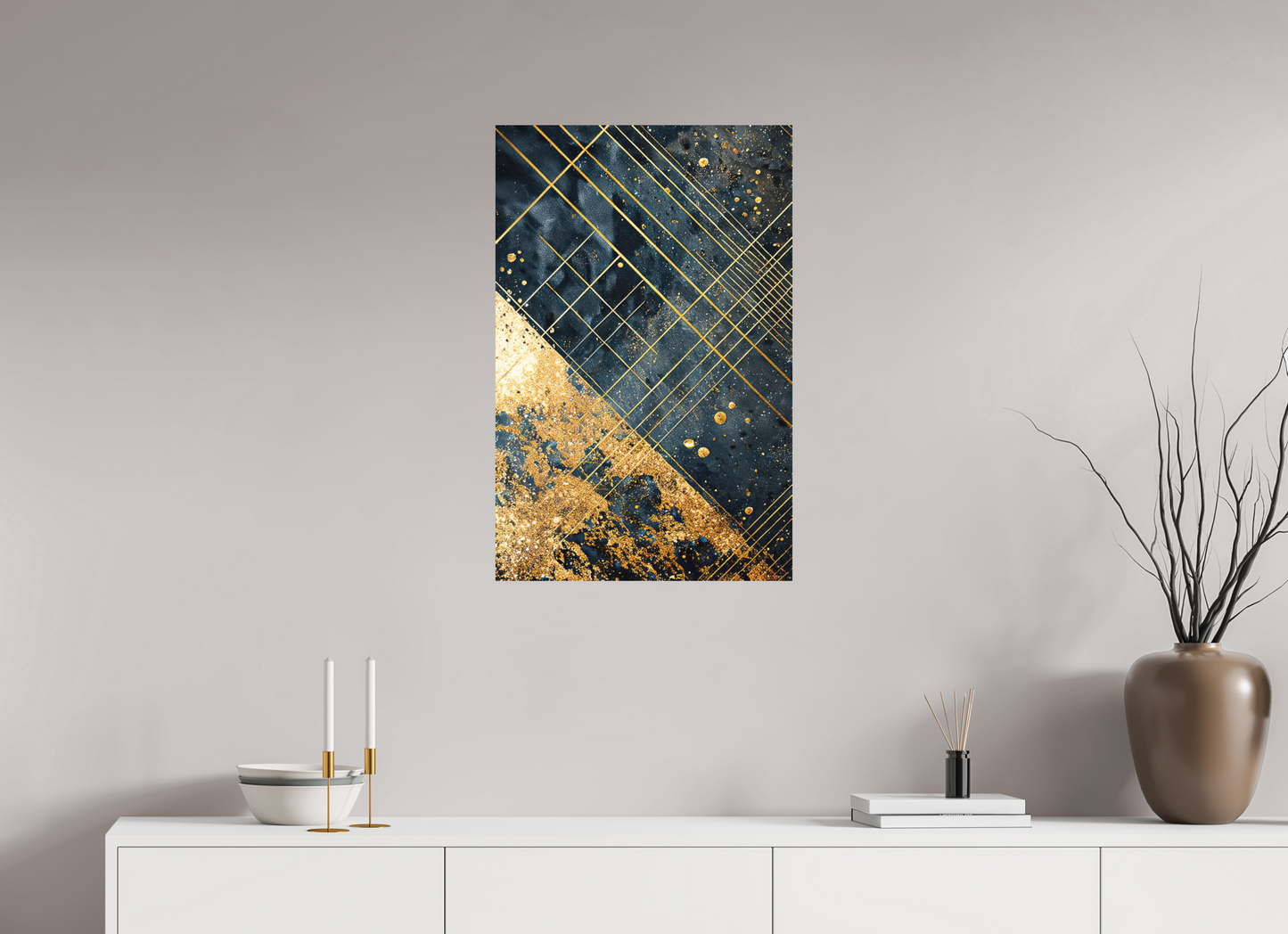 20 x 30.7″, Photo Print on Aluminum Backing Art Deco Gold Lines
