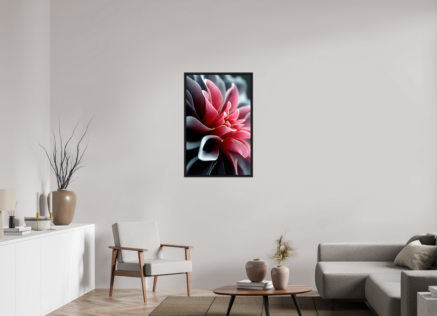 24 x 37.5″, Fine Art Print on Aluminum Dibond with Boarder Pink Flower
