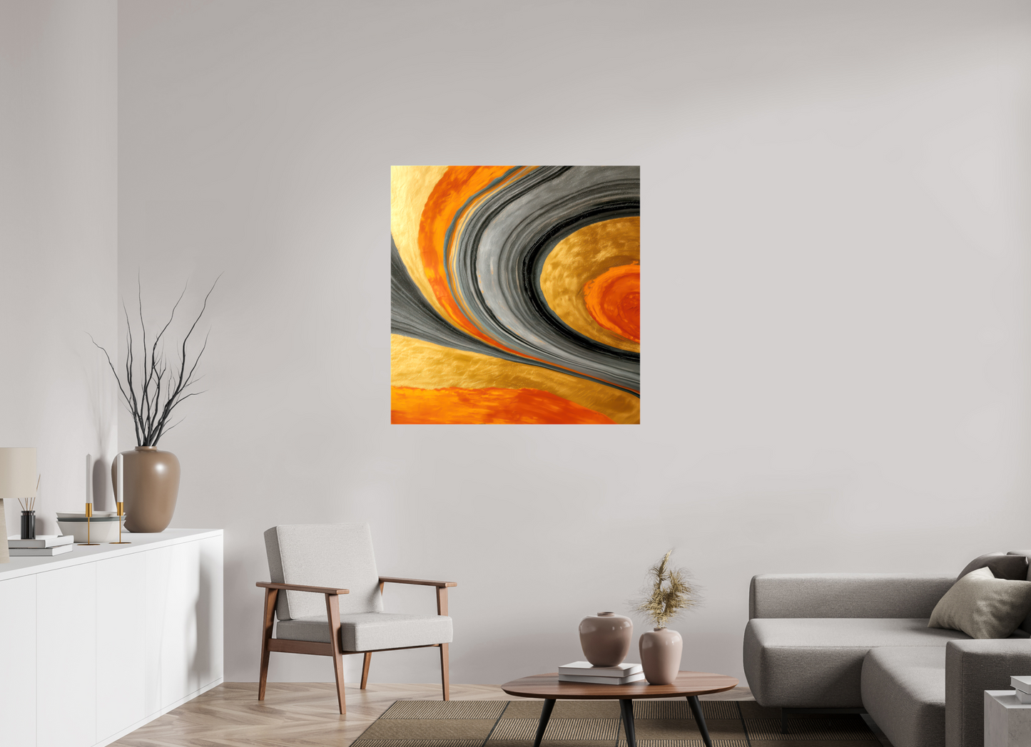 39 x 40.6″, Glossy Canvas Abstract Gold Geode 2