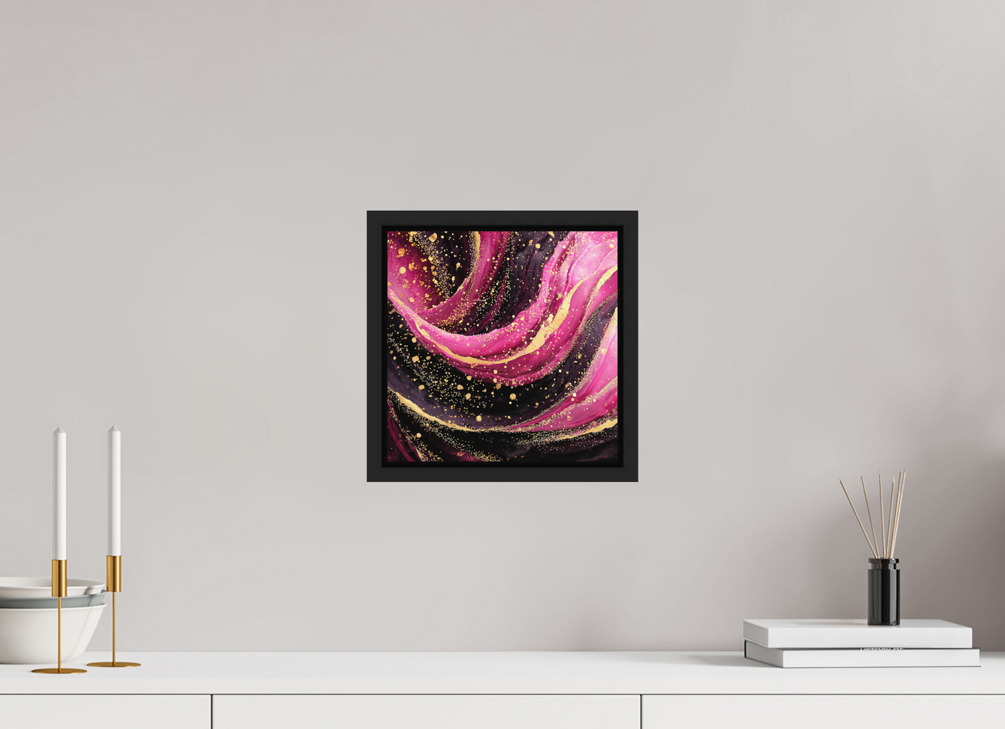 10 x 10″, Photo Print on Aluminum Backing with boarder Pink & Gold