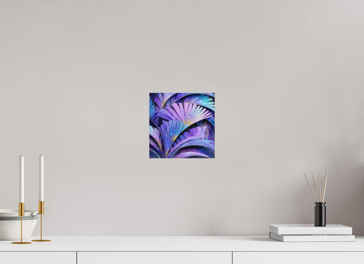 8 x 8″, Photo Print on Aluminum Backing Art Deco Purple Flowers