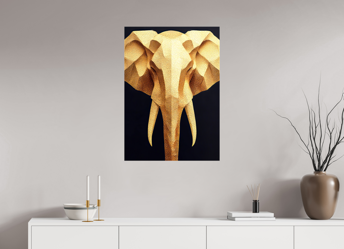 ISO A1 (59,4 x 84,1 cm), Glossy Canvas Gold Elephant
