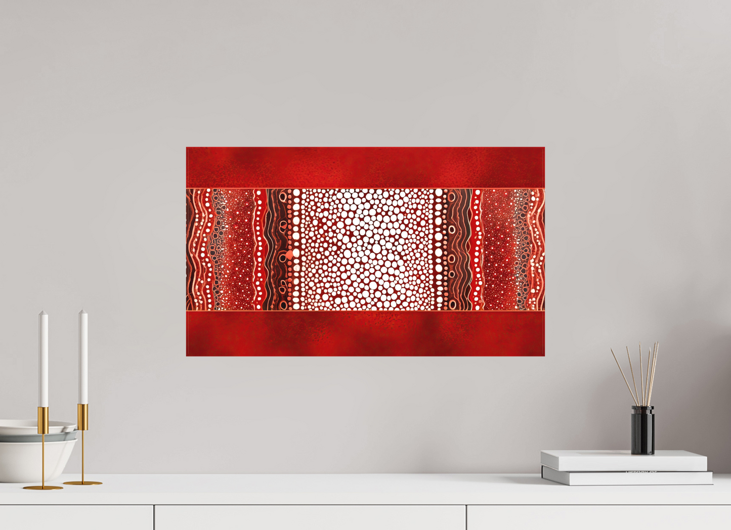 20.8 x 12″, Textile on Canvas Red Layers 1