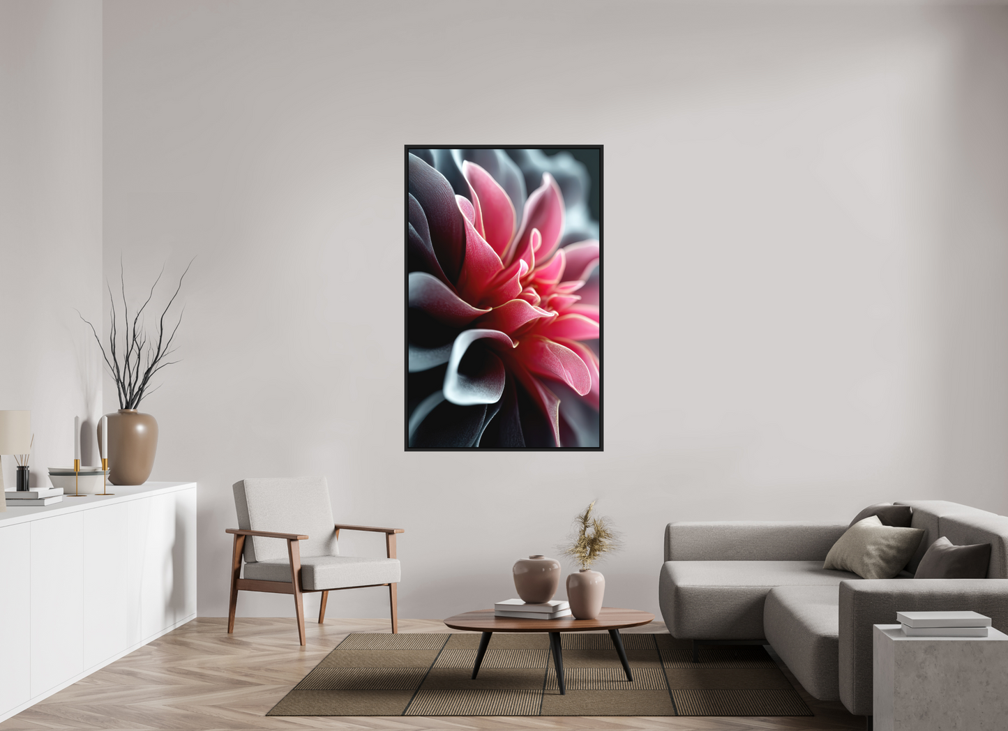 39 x 61″, Photo Print on Aluminum Backing with boarder Pink Flower