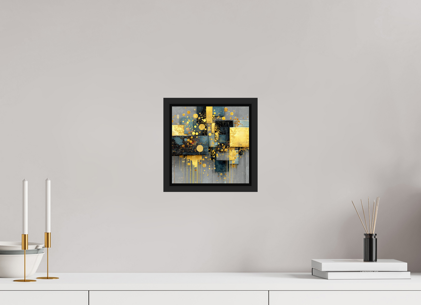 8 x 8″, Fine Art Print on Aluminum Dibond with Boarder Abstract Gold