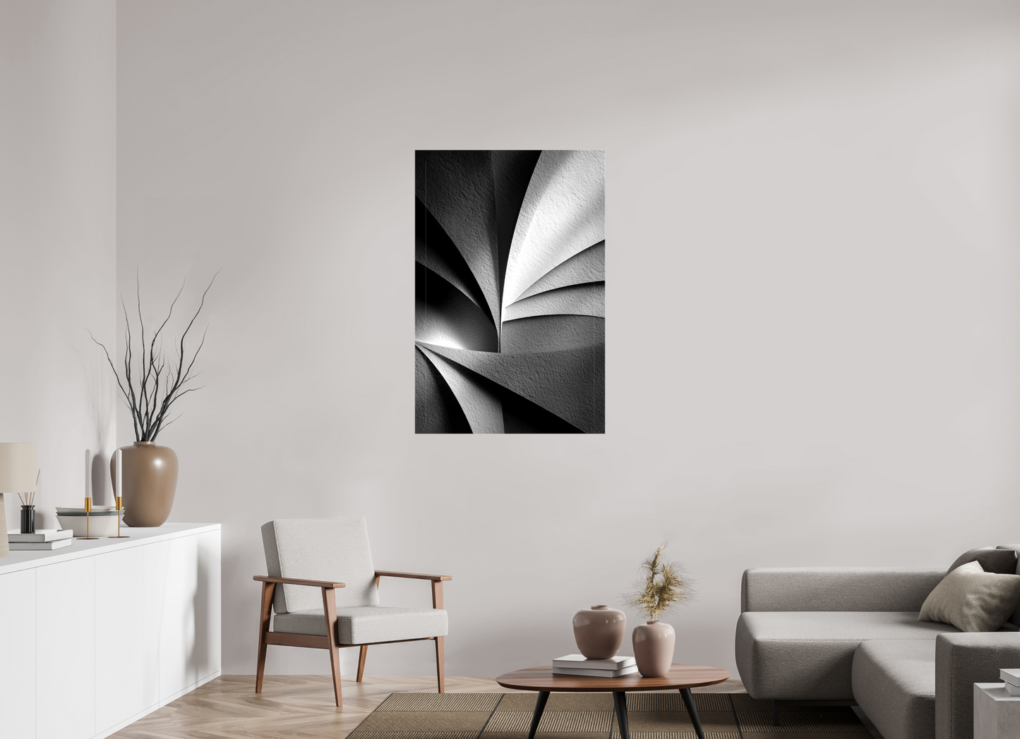 30 x 45″, Glossy Canvas Abstract B&W 1