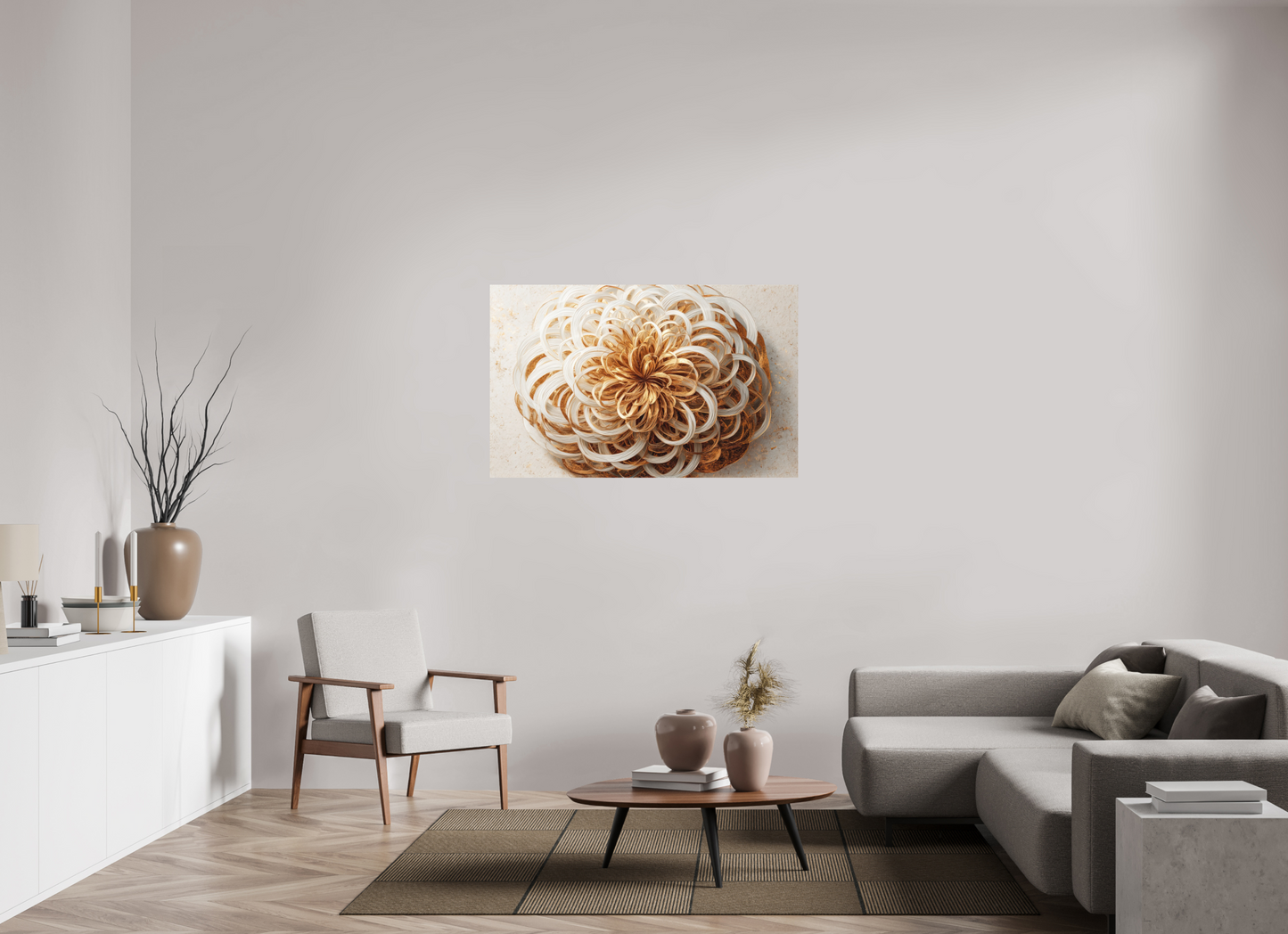 49.5 x 31″, Photo Print on Aluminum Backing Abstract Gold Flower