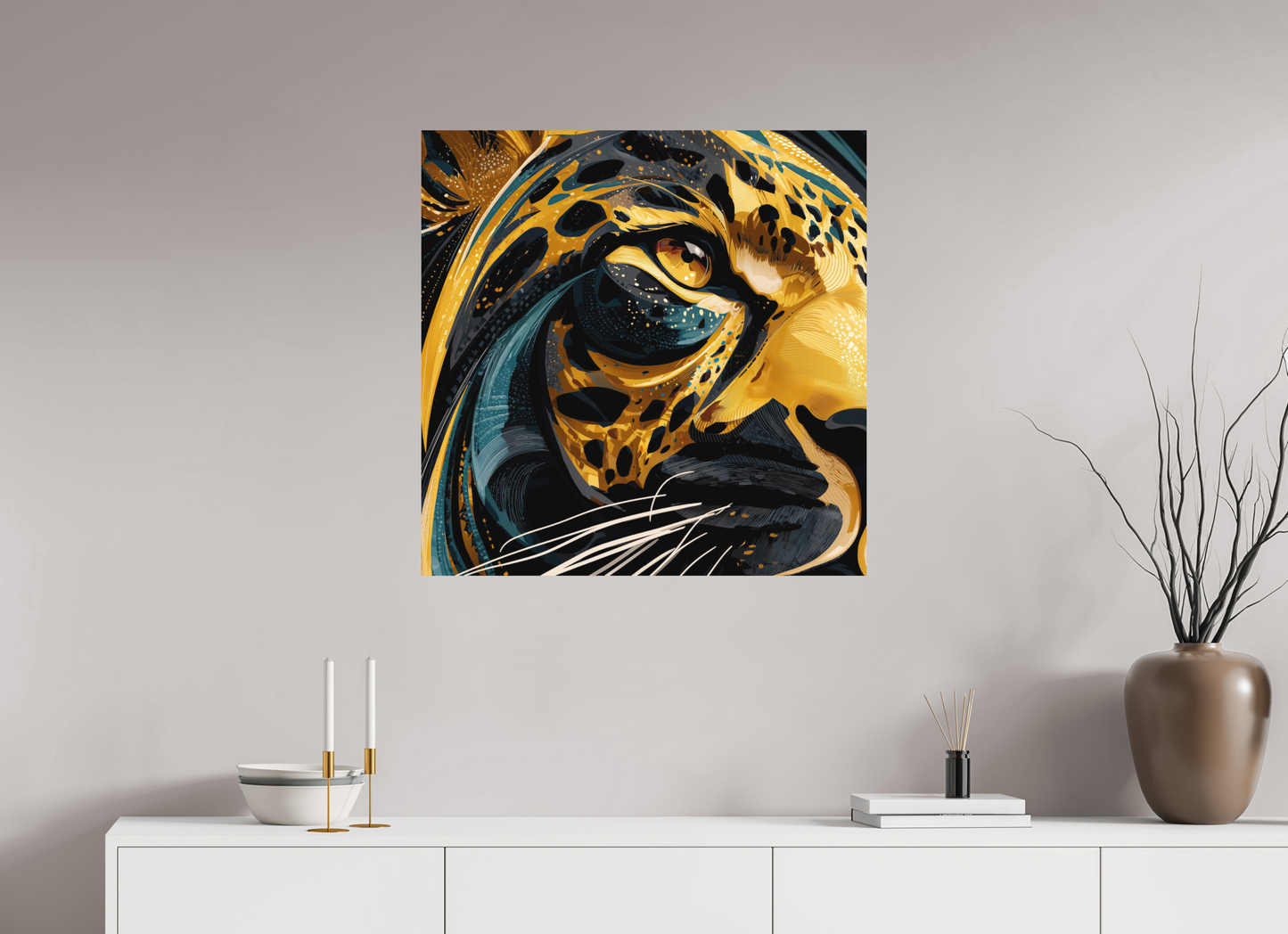 30 x 30″, Photo Print on Aluminum Backing Abstract Panther