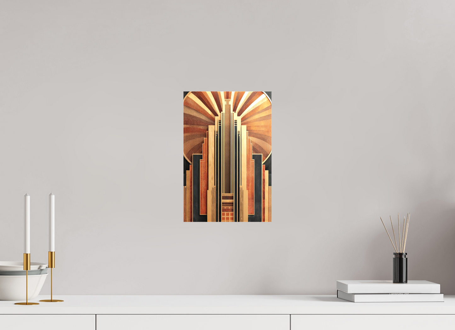 8 x 12″, Textile on Canvas Art Deco City 1