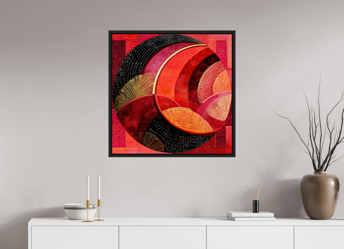30 x 30″, Fine Art Print on Aluminum Dibond with Boarder Art Deco Circle