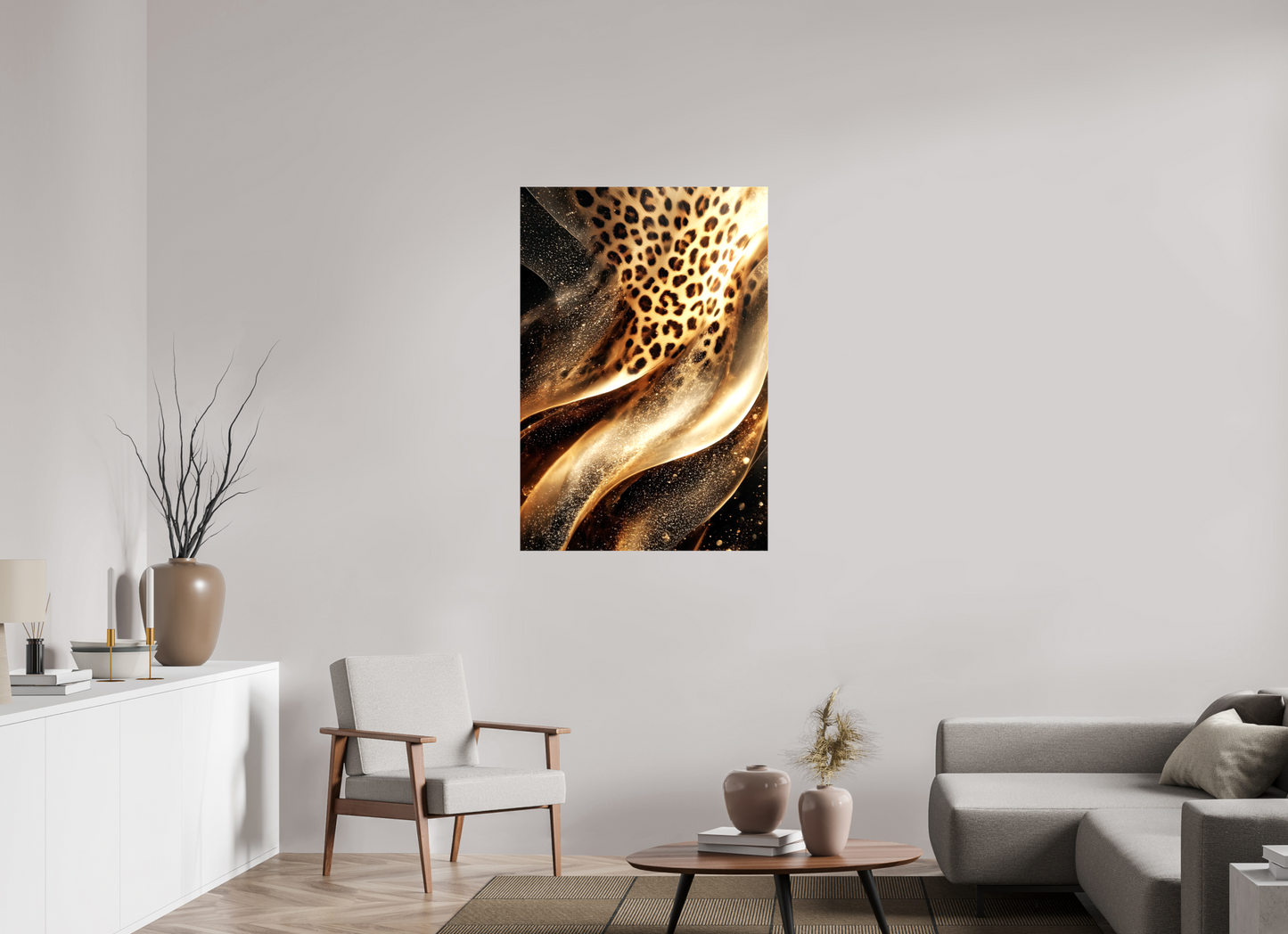 31 x 45.7″, Glossy Canvas Leopard Swirl