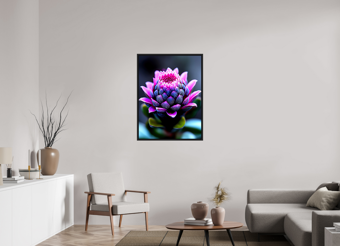30 x 40″, Fine Art Print on Aluminum Dibond with Boarder Pink Bud Flower