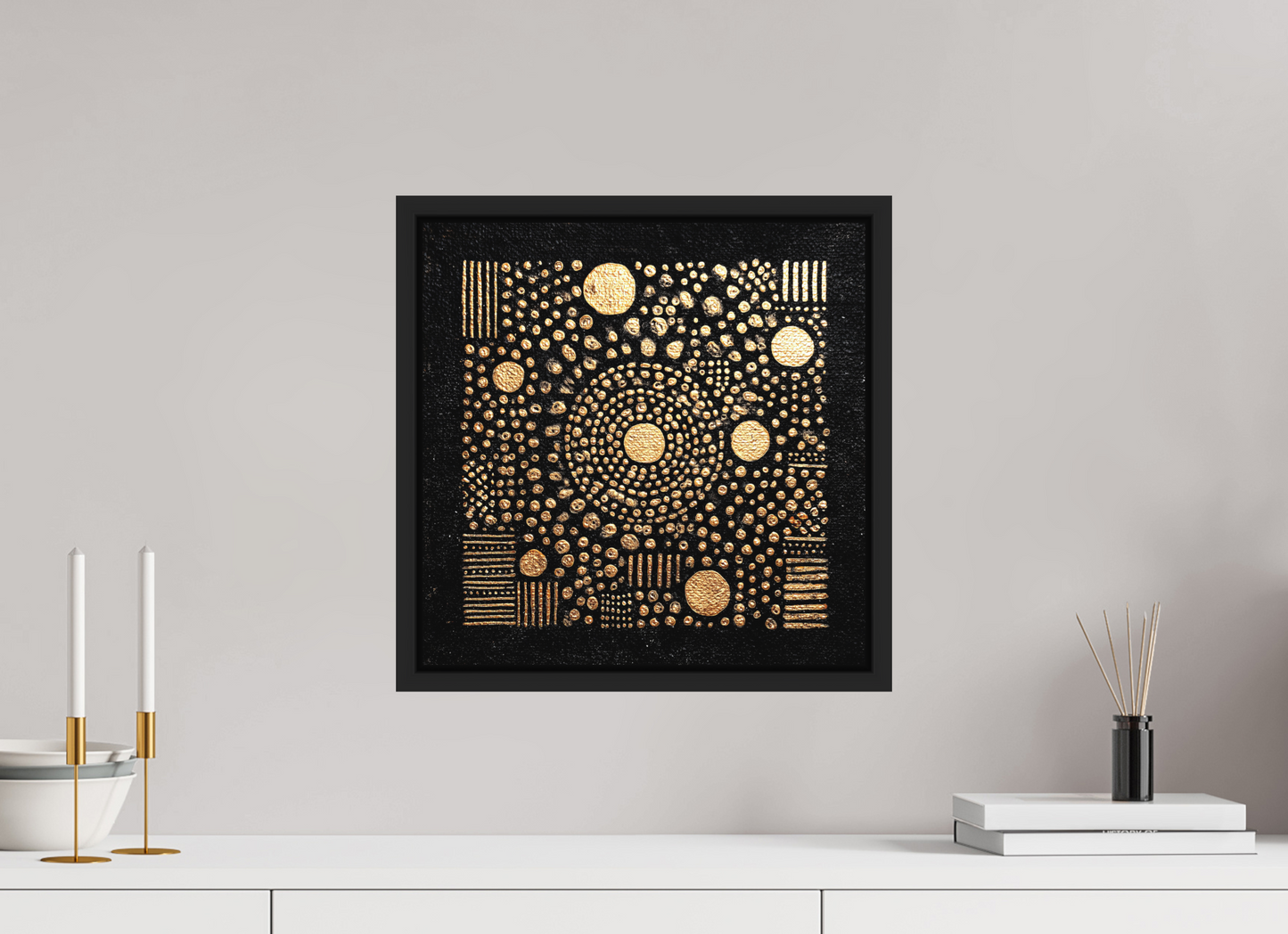 15 x 15″, Photo Print on Aluminum Backing with boarder Gold QR