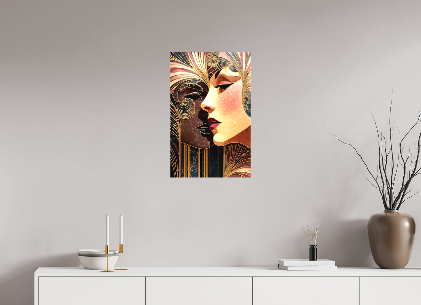 16 x 25.2″, Textile on Canvas Art Deco Women