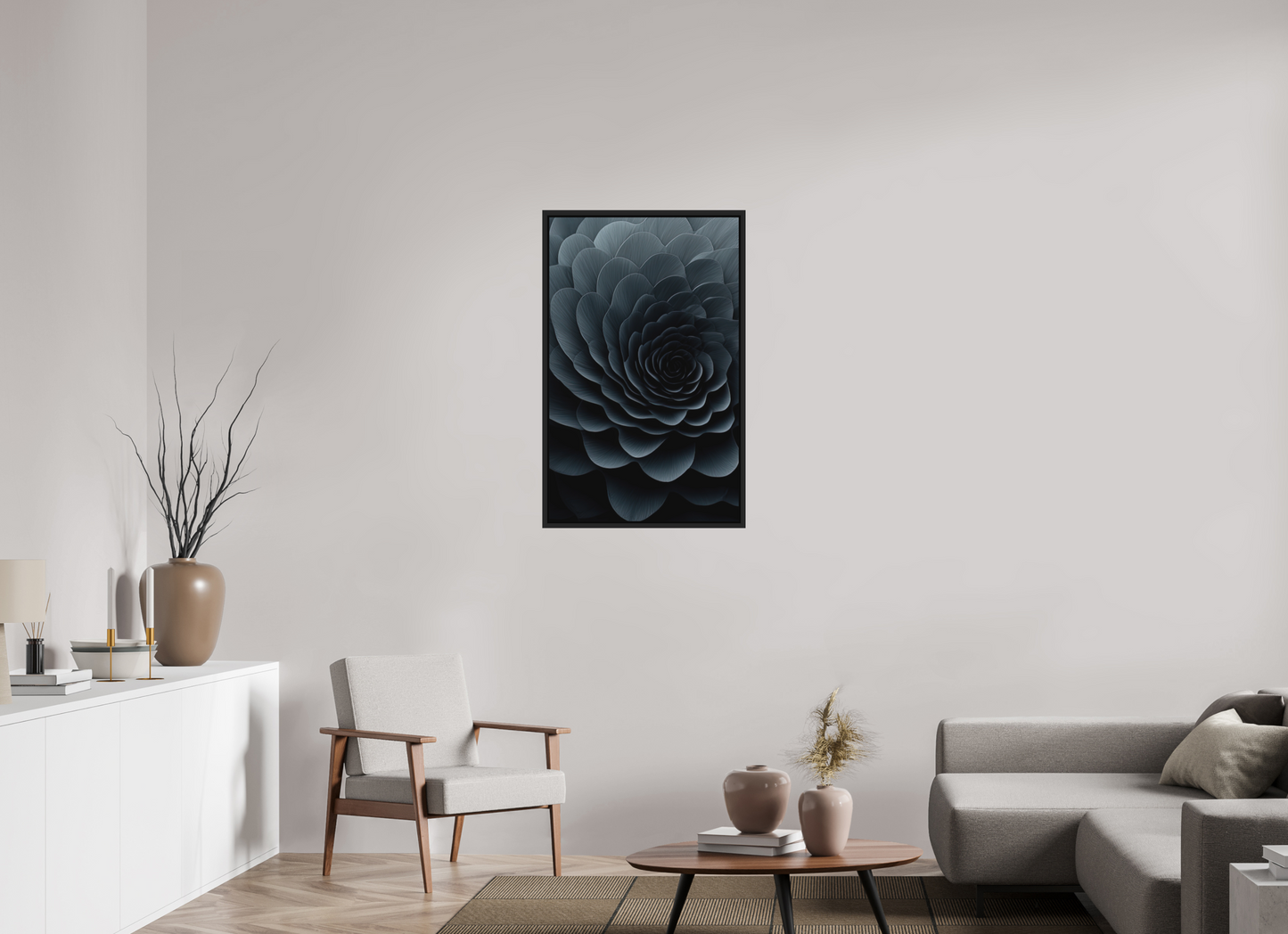 24 x 38.5″, Photo Print on Aluminum Backing with boarder Dark Flower