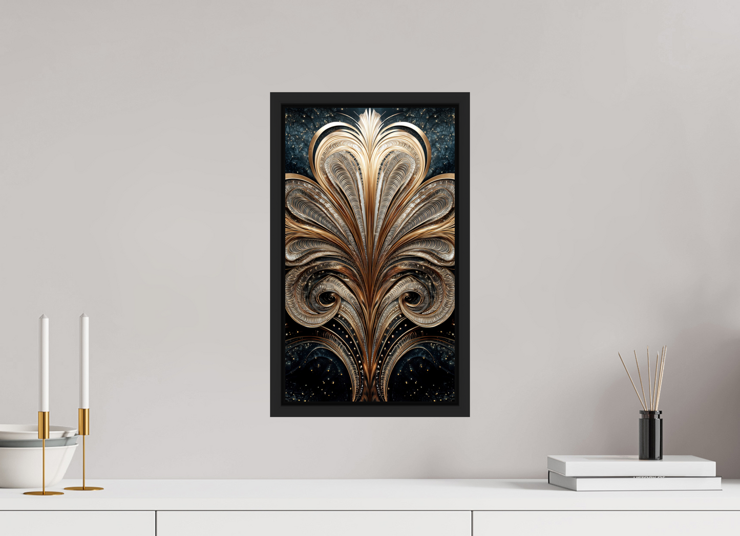 10 x 17.4″, Fine Art Print on Aluminum Dibond with Boarder Art Deco Abstract Flower 2