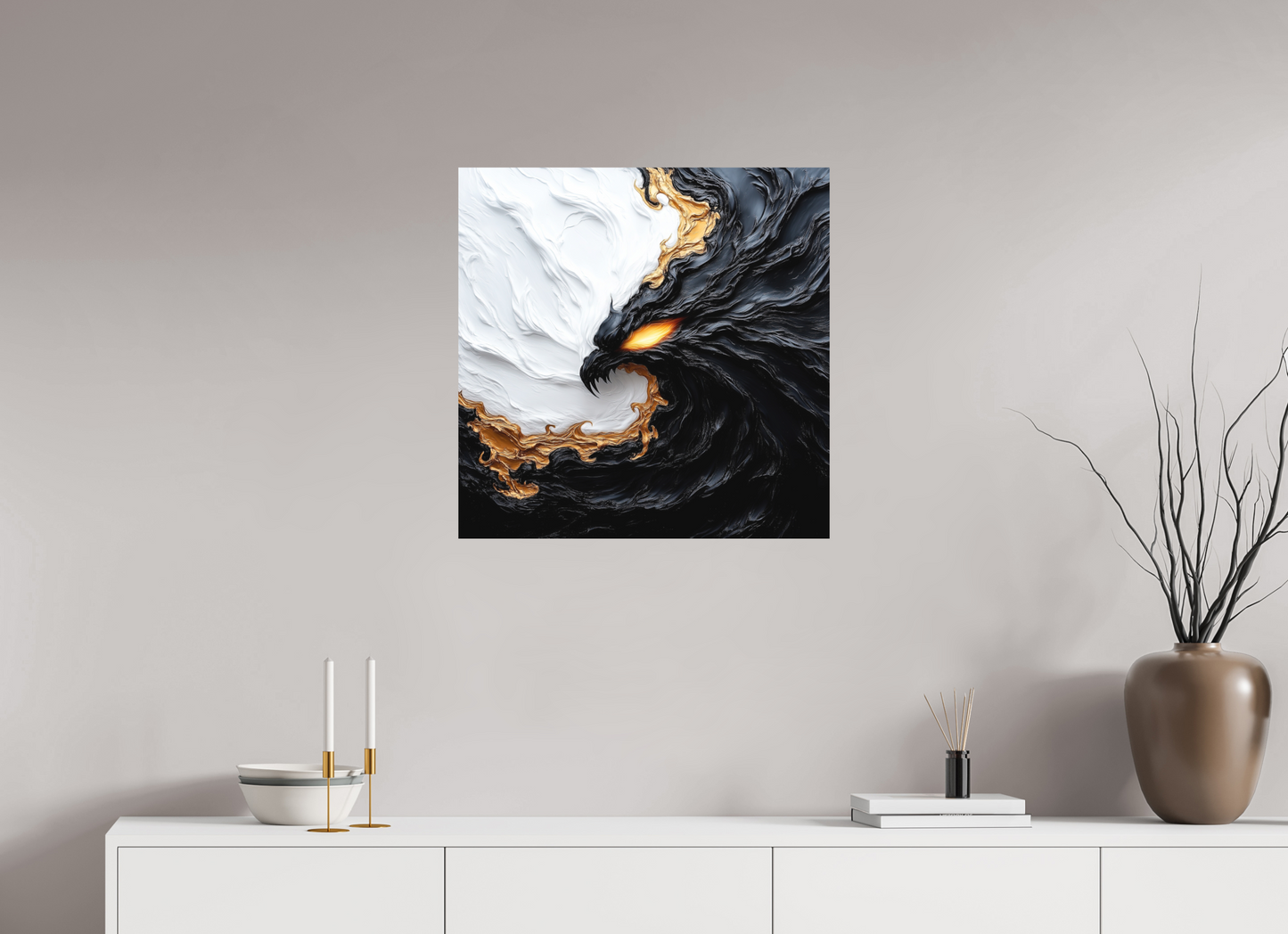 25 x 25″, Photo Print on Aluminum Backing Yin Yang Bird
