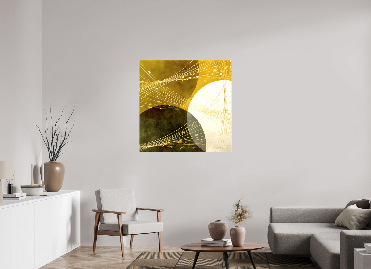 40 x 40″, Glossy Canvas Lime Circles