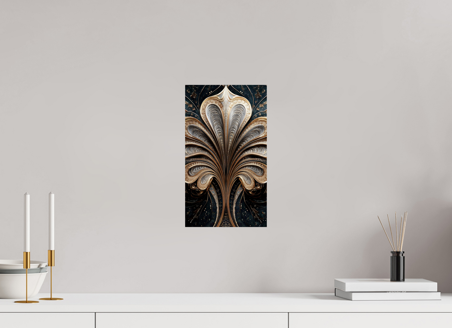 8 x 13.9″, Fine Art Print On Aluminum Dibond Art Deco Abstract Flower 3