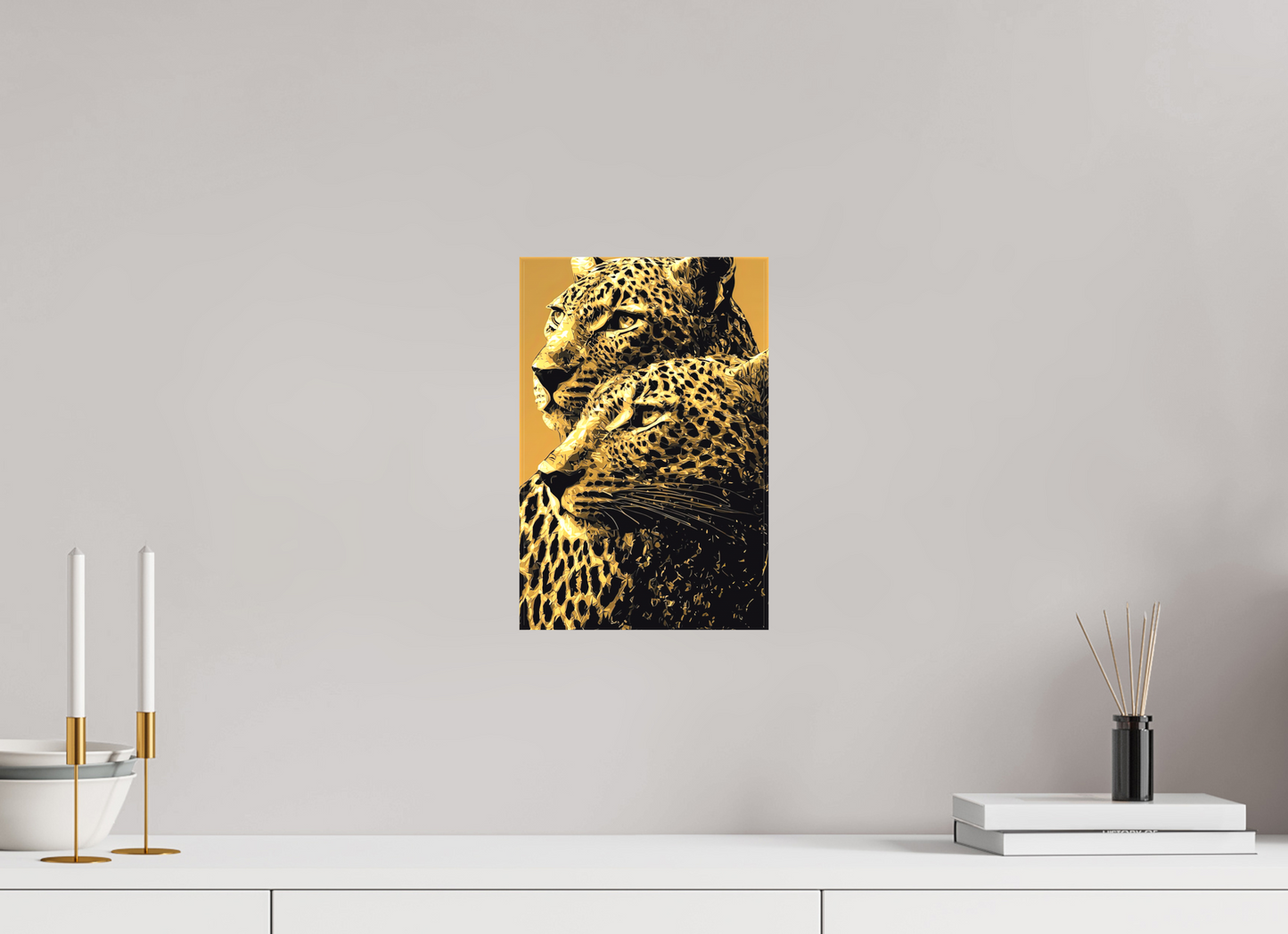8 x 12.1″, Textile on Canvas Desert Cheetahs
