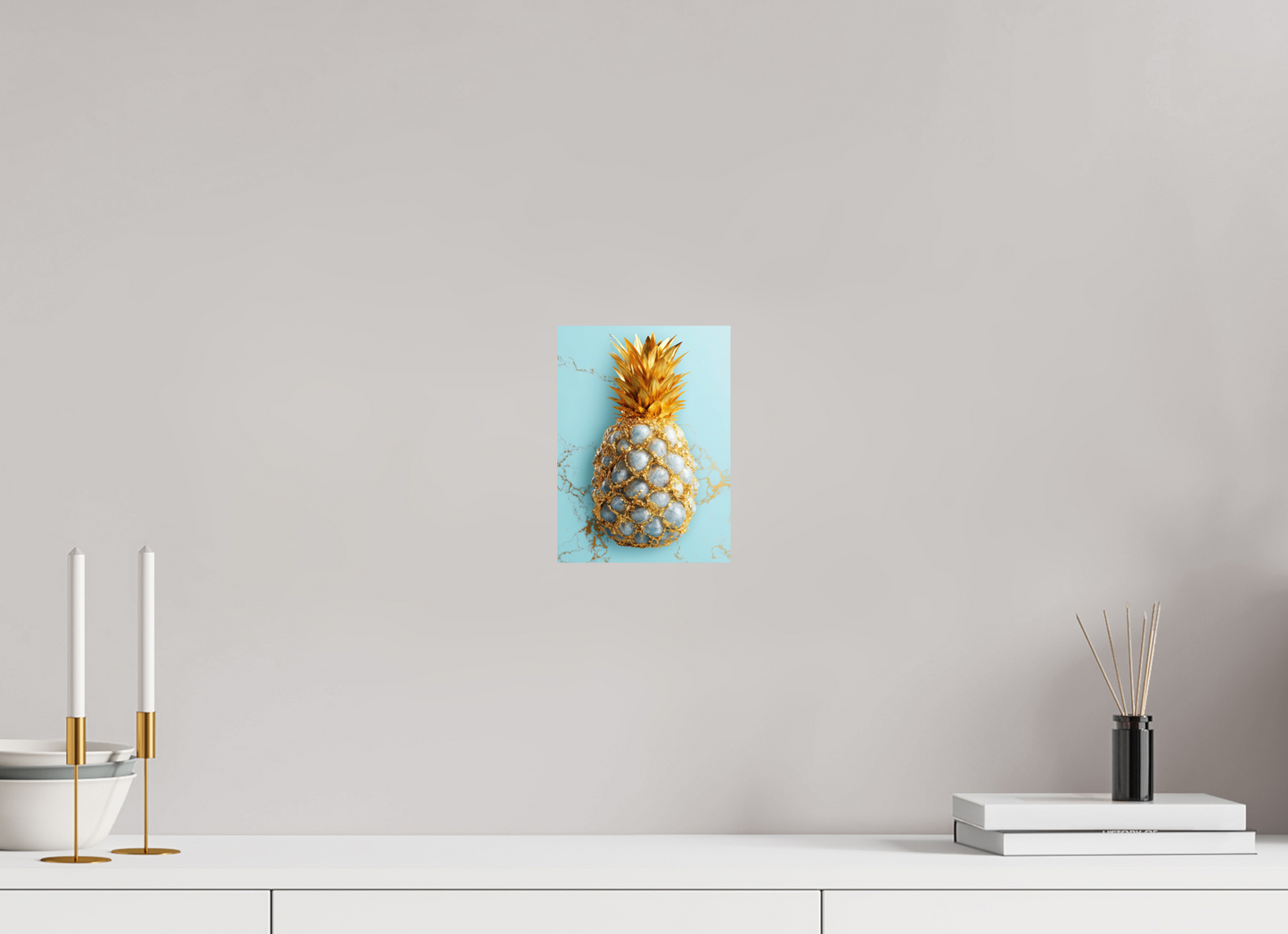 6 x 8.2″, Fine Art Print On Aluminum Dibond Gold Pineapple