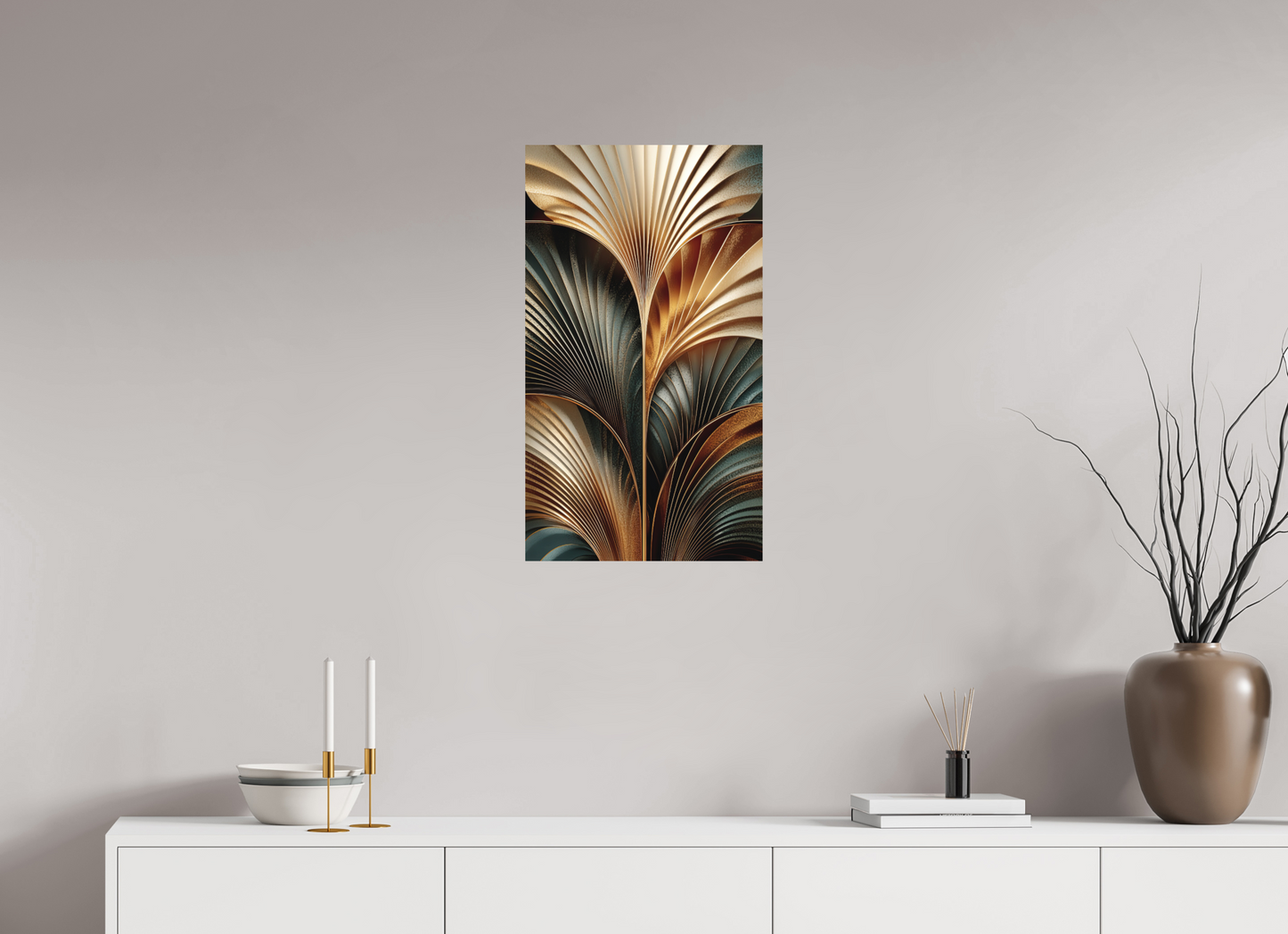 16 x 28″, Photo Print on Aluminum Backing Art Deco Leaves 3